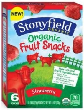Stonyfield Farm Organic Strawberry Fruit Snacks, 0.8 Ounce -- 48 per case.