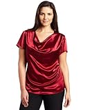 Jones New York Women's Short Sleeve Cowl Neck Blouse, Cassis, 18W Jones New York Women's Short Sleeve Cowl Neck Blouse, Cassis, 18W