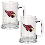 Arizona Cardinals NFL 2pc 15oz Glass Tankard Set- Primary Logo