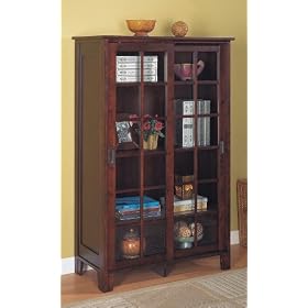Contemporary Cappuccino Finish Storage Bookcase with Sliding Doors by visiondecor Furniture
