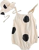 [Vaenait Baby]100%綿ベビー服ガールズロンパース肌着ボディスーツカバーオール帽子付き Beebee Cream S