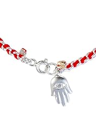 Kabbalah Red String Bracelet woven in silver with Hamsa Charm