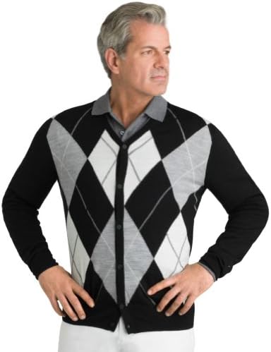 Aquascutum Golf Men's Argyle Cardigan Small Black