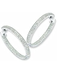 Genuine 14K White Gold Diamond In-Out Hinged Hoop Earrings 8 Grams of Gold