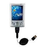 Retractable USB Cable for the Mio Technology 338 Plus with Power Hot Sync and Charge capabilities - Gomadic Brand w/ TipExchange Technology