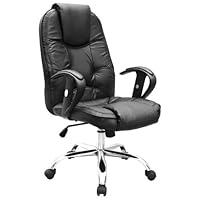 Leather Office Chair - High Back Executive Contemporary Swivel Chair - BT-2912BK-GG