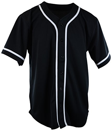 Mens Plain Solid Color Baseball Jersey (M, BLACK)