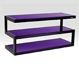 NorStone - Esse - Meuble TV contemporain et original - 3 tablettes - Finition Noir laqu&eacute; et Verre tremp&eacute; Violet