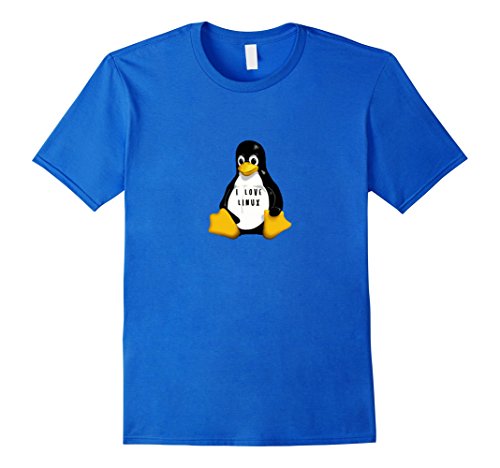 Men's I Love Linux Tux Penguin | Funny Programmer Coding Shirt Medium Royal Blue