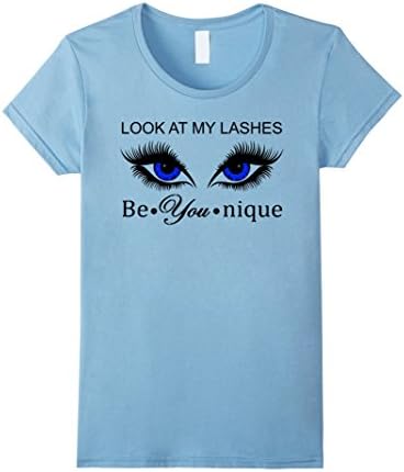 Women's Look at my Lashes Be Younique Eyelashes T-Shirt XL Baby Blue