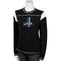 Reebok Detroit Lions Ladies Black Classic Logo Waffle Long Sleeve Top