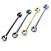 BodyJ4You 4PC Industrial Bar Earrings 14G Black Blue Rainbow Steel 38mm Barbell CZ Ear Cartilage Piercing Jewelry