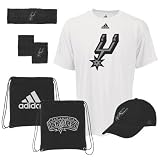 adidas San Antonio Spurs T-shirt, Hat, Wristbands & Headband Value Pack (Medium)