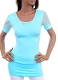 Sexy Baby Blue Ballet Fashion Long Shirt with Rhinestone Necklace SM L