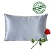 SilkSlip 100% Pure Mulberry Silk Pillowcase with Hidden Zipper for Hair and Skin, 19 Momme 400 Thread Count Hypoallergenic with Cotton Underside, Queen/Standard Size, Light Blue