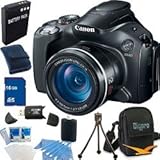 Canon Powershot SX40 HS 12.1MP Digital Camera with 35x Wide Angle Optical Image Stabilized Zoom and 2.7-inch Vari-Angle Wide LCD Super Bundle W/ 16 GB Secure Digital High-Capacity (SDHC) Mem. Card, Hi-Speed SD USB 2.0 Card Reader, BP 1150mah Batt Pack, D