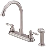 Danze D413655SS Sheridan Double-Handle Kitchen Faucet with Lever Handles and Spray, Stainless Steel