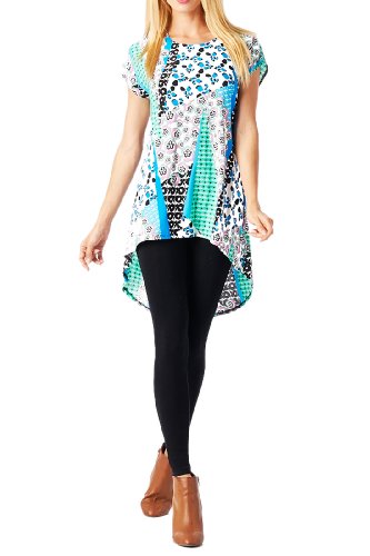 Women'S Poly Span Various Print High & Low Sleeveless Tunic - Print