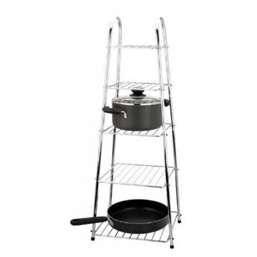 Cheap Price 5 TIER CHROME SAUCEPAN POT FRYING PAN STAND KITCHEN Cheap