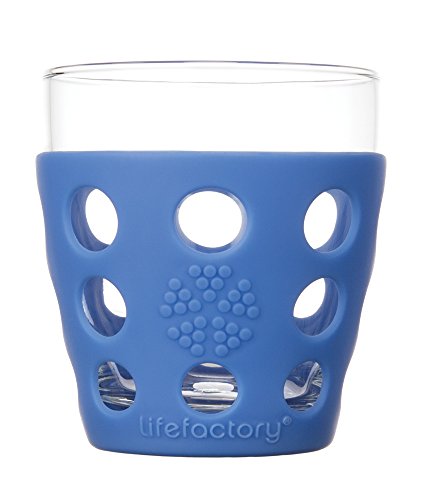 Lifefactory 10-Ounce BPA-Free Indoor/Outdoor Glassware with Protective Silicone Sleeve, Cobalt, Set of 2
