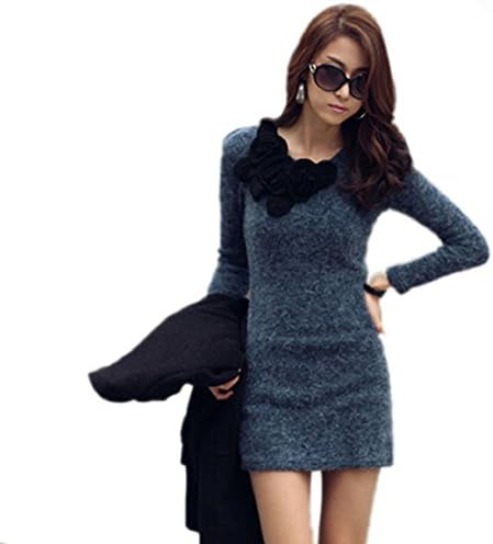 Changeshopping(TM) Sexy Women Ladies Winter Bottom Slim Knit Knitwear Sweater Dress (M, Blue)