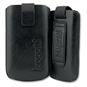Original Bugatti Leder-Slim Case Tasche für Nokia 5800 XpressMusic, E63, E65, E71, E72 & E75 "Bugatti M" Ledertasche, Schutzhülle - Größe: M - NEU - Farbe: Black
