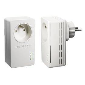 Netgear - XAVB1401 - Pack de 2 Adaptateurs CPL Ethernet Powerline 200 Mbits/s Mini avec prise femelle int�gr�e - Homeplug AV+