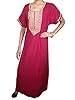 Womens Maxi Caftan Floral Embroidered Long Kaftans Muumuu Dress Medium Size (MAROON)