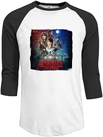DDTD Stranger Things Men's Custom Raglan Tees, Black ,L