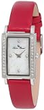 Lucien Piccard Womens 11673-02MOP-RD Monte Baldo Crystal Accented White Patterned Mother-Of-Pearl Dial Red Leather Watch