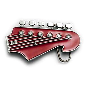ELECTRIC GUITAR HEAD RED Belt Buckle Fender