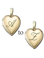 Solid 14K Yellow Gold English Style Initial Locket 3/4 inch x 3/4 inch in Solid 14K Yellow Gold