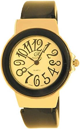 Black Stainless Steel Large Legible Number Clasp Clamp Bangle No Buckle Women Watch