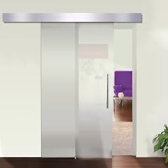 Glasschiebet�r Glast�r Schiebet�r Alublende satiniert 205 x 90 cm