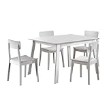 5pc Casual Dining Table and Chairs Set with Solid Wood Construction in Whit ....
