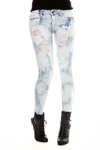 JET John Eshaya Blue Bleach Cloud Wash Destroyed Skinny Jeans product image
