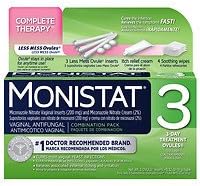 Monistat 3 Triple Action System, Combination Pack, 3-day Treatment, 3 pack - 2pc
