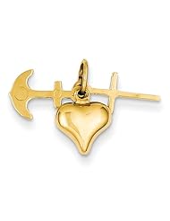 14k Yellow Gold Anchor & Heart Faith, Hope & Charity Religious Charm