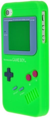 JiLee New Gameboy Soft Silicone Case Cover for Apple iPhone 4 4G 4S -Green(Random Gift 2 PCS Cartoon Sticker)