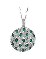 2.25ct tw Circle Emerald and Diamond Pendant set in 14k Gold