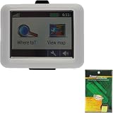 2in1 Combo! Garmin GPS Silicone Skin Case Clear / White Plus Screen Protector! For Use with 3.5 Inch Screens: Garmin Nuvi 200 / 250 / 260 / 270 / 205 / 255 / 265T / 275T (Does Not Include Garmin Gps!)