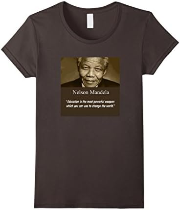 Women's Nelson Mandela Shirt - Education is the most powerful weapon Small Asphalt
