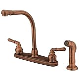 Kingston Brass Two Handle Centerset Deck Mount Kitchen Faucet Brass Spray-Antique Copper KB756SP