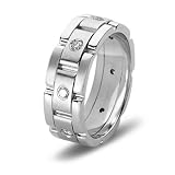 14k White Gold Diamond Men's Wedding Band, 8.5mm