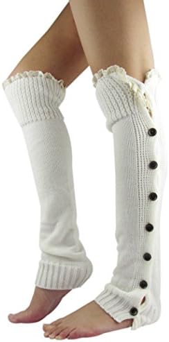 FANDAI Women's Christmas High Knit Crochet Lace Leg Warmers