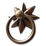 お星様やお花のようなデザイン アンティーク調真鍮製つまみ S