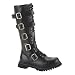 RIOT-20, 20 Eyelet, Black Leather 5 Strap Knee Boot by Demonia