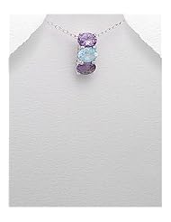 Rhodium plated Pendant set with gem stones Necklace In 92.5 Sterling Silver