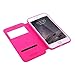 Nouske iPhone 6/6S Smart Touch Case S-View Window Flip Cover/Magnetic Closure/Stand/TPU bumper/360 protection, Hot Pink