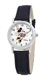 Disney Women's D073S005 Minnie Mouse Black Leather Strap Watch